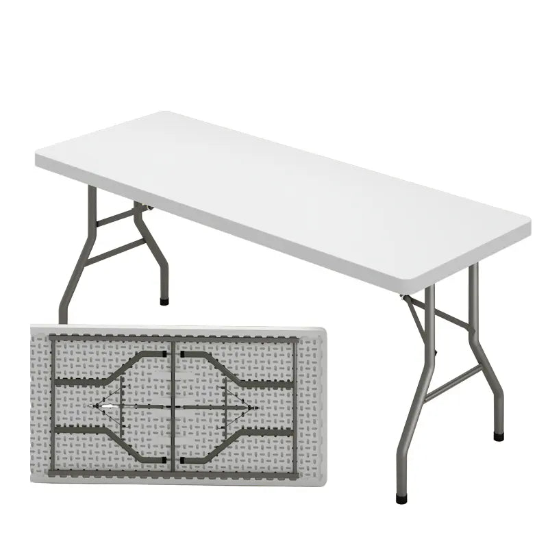 6FT White HDPE Folding Party Table – Portable Outdoor Event Table, Easy-Clean & Lightweight (Folds in Half)