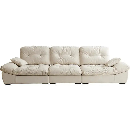 Adjustable Cloud Sofa - French Cream Cat-Claw Proof Fabric with Deep Seat & Minimalist Design