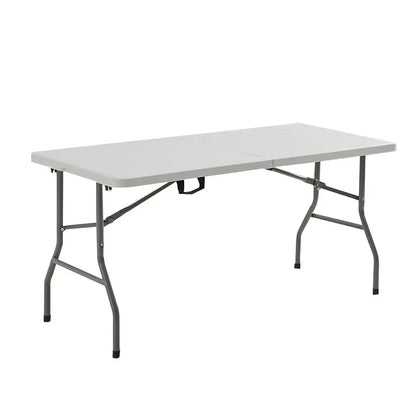 6FT White HDPE Folding Party Table – Portable Outdoor Event Table, Easy-Clean & Lightweight (Folds in Half)