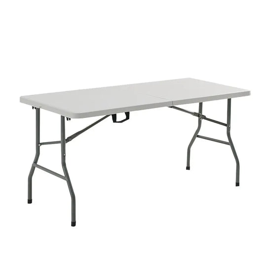 6FT White HDPE Folding Party Table – Portable Outdoor Event Table, Easy-Clean & Lightweight (Folds in Half)