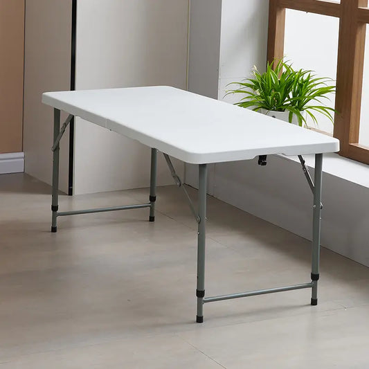 6FT White HDPE Folding Party Table – Portable Outdoor Event Table, Easy-Clean & Lightweight (Folds in Half)